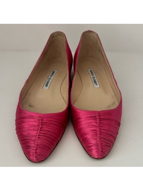 Manolo Blahnik Shoes - Manolo Blahnik Raspberry Dark Pink Satin Ballet Flats Size EU 35.5
